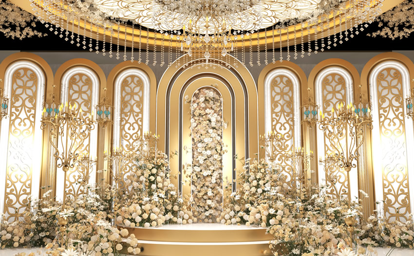 通江香槟色调婚礼堂效果展示